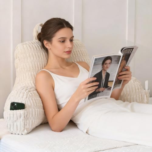 Corduroy Reading Pillow for Sitting in Bed, Large Backrest Bed Pillow - Image 3