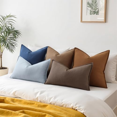 decorUhome Fall Brick Linen Throw Pillow Covers 18x18 Set of 2 - Image 6