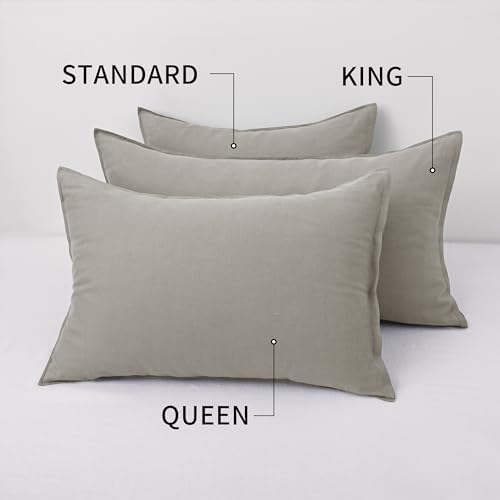 CHUFFED 100% French Linen Pillow Cases King Size Set of 2, Stone Washed Flax - Image 5