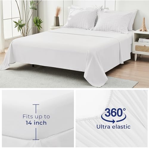 HYMOKEGE White Oversized King Comforter Set Seersucker 7 Pieces, All Season - Image 6