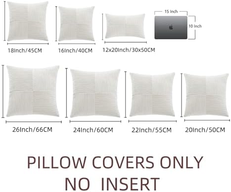 Fancy Homi 2 Packs Cream White Decorative Throw Pillow Covers 18x18 Inch - Image 7