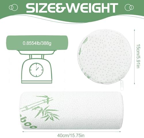 2 Pcs Memory Foam Roll Pillow Neck Bolster Cylinder Pillow, 15.8 x 5.9 Inch - Image 2