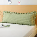 Silnuo Olive Green/White Gingham Ruffled Body Pillow Cover 20"x54" by Silnuo