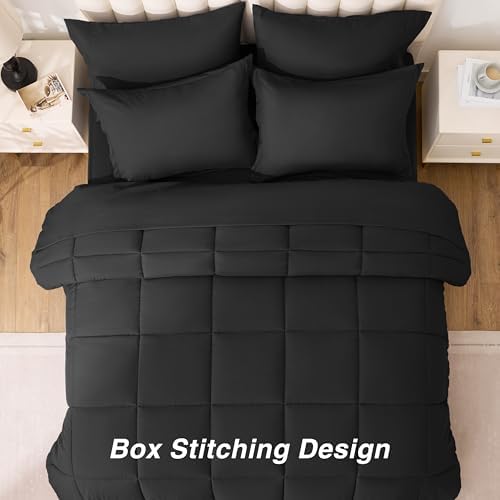 Love's cabin Queen Comforter Set Ash Black, 7 Pieces Queen Bed in a Bag - Image 4