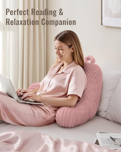 Blissful Diary Reading Pillow for Bed, Backrest Pillow, Plush Pink - Image 6