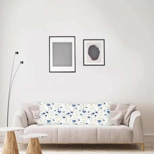 Florals Body Pillow Cover 20x54, Flower Blooms Wildflowers Poppy and Daisy - Image 3