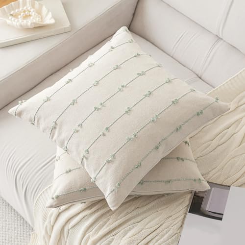 YEENAASY Boho Throw Pillow Covers 18x18 Set of 2 Farmhouse Pillow Cases - Image 2