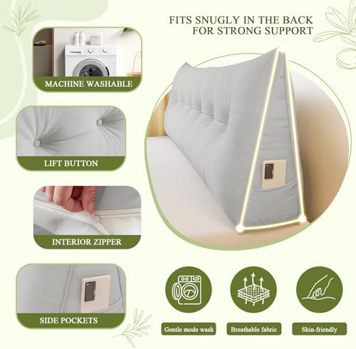 DANGHOOGY Headboard Pillow Twin, Large Triangular Wedge Headboard Pillow - Image 5