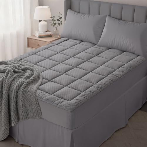 OLANLY Twin Quilted Fitted Mattress Pad, Down Alternative Fill, Dark Grey by OLANLY