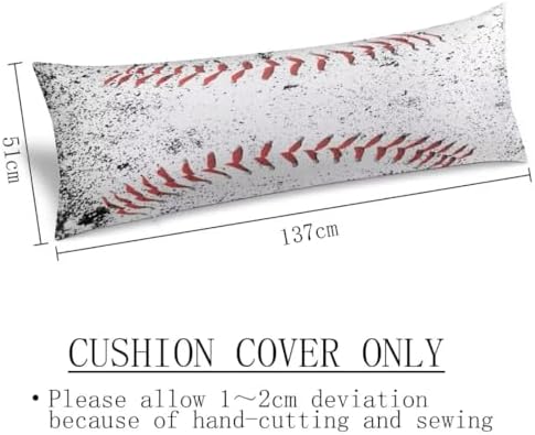 Sport Theme Body Pillow Cover Sports White Black and Red Baseball Laces - Image 3