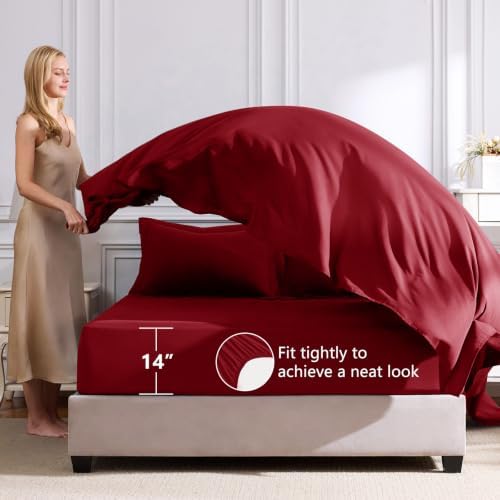 CozyLux Queen Comforter Set 88"x88" Dark Red - Image 5