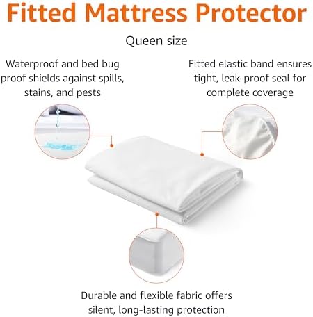 Amazon Basics Waterproof Mattress Protector, Fitted Secure Protection - Image 2
