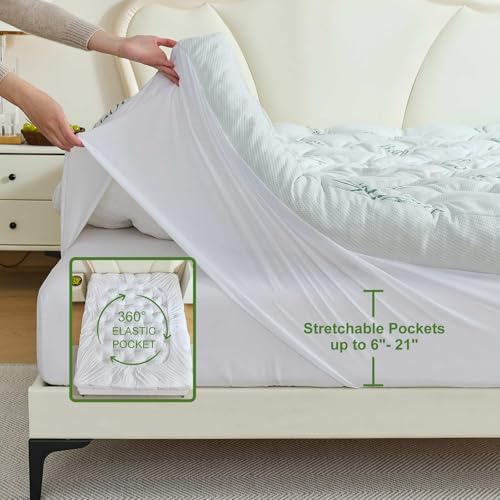Whatsbedding Memory Foam Mattress Topper, 5 Inches Bamboo Viscose Fabric - Image 2