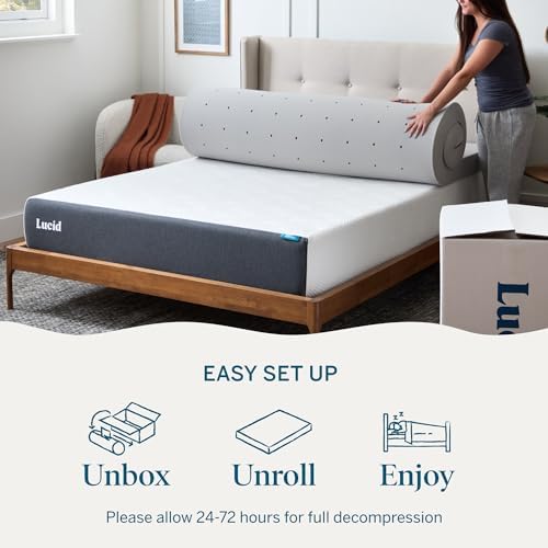 Lucid® 4" Bamboo Charcoal Memory Foam Topper – Extra Thick – Cal King - Image 5
