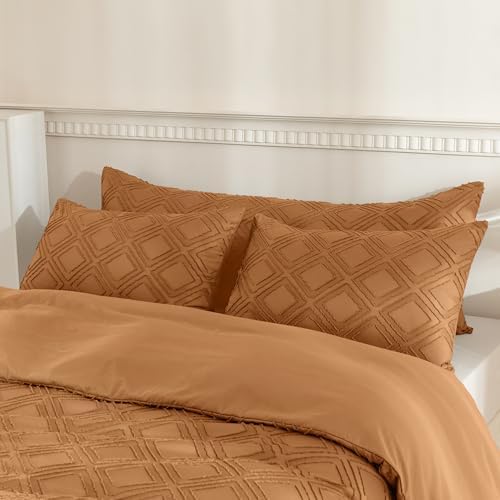 JELLYMONI Rust Grid Tufted Pillowcases Body Size 20" x54" - Image 5