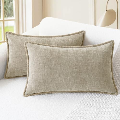 CaliTime Decorative Couch Throw Pillow Covers 20 X 12 Inches Light Taupe by CaliTime