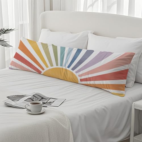 Boho Colorful Sun Sunshine 20x54 Body Pillow Cover, Boho Room Decor, Mid - Image 4