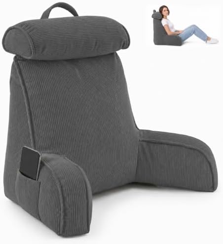 Reading Pillow for Bed with Detachable Neck Roll and Shredded Memory Foam by Unknown