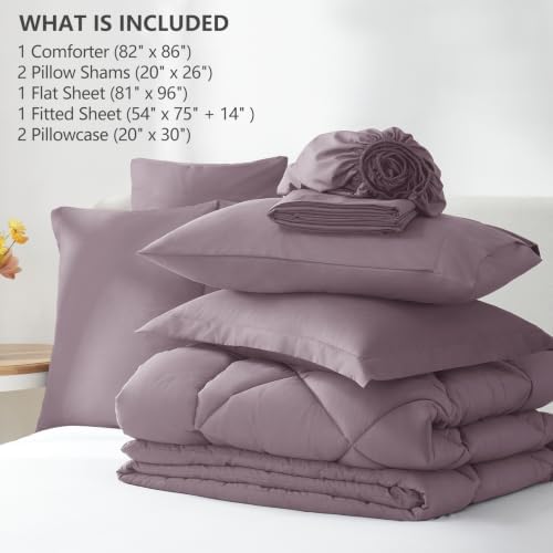 CozyLux Full Comforter Set 82"x86" Dusty Purple - Image 6