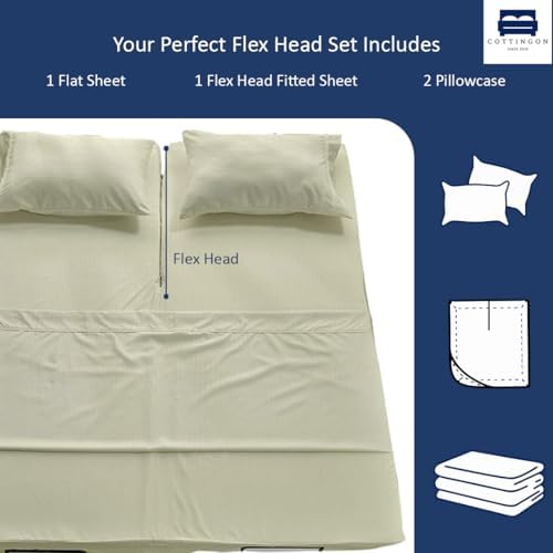 4 Piece Flex Head King Sheet Set 34" Top, 100% Egyptian Cotton - Image 3