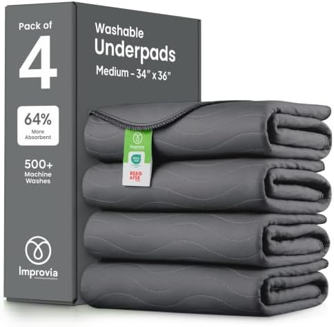 IMPROVIA® Washable Underpads, Heavy Absorbency Reusable Incontinence Pads by IMPROVIA