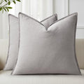 decorUhome Fall Light Grey Linen Throw Pillow Covers 18x18 Set of 2 by decorUhome