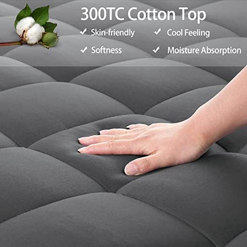 EASELAND Twin Size Mattress Pad Pillow Top Mattress Topper Single Dark Grey - Image 4