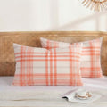 Merryword 100% Cotton Pillow Cases, Standard Size, Washed Cotton Coral Plaid by Merryword
