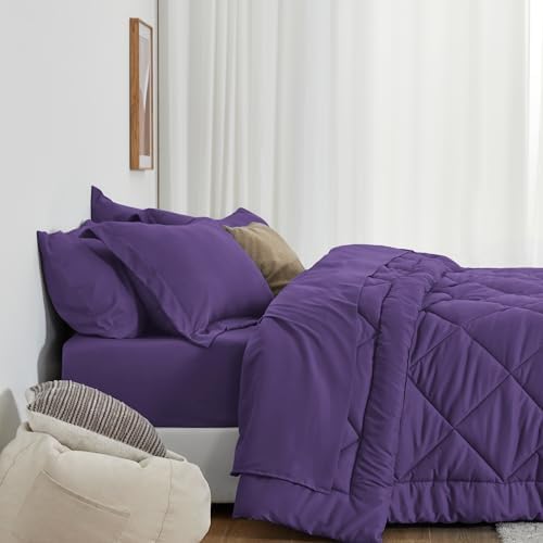 Love's cabin Queen Comforter Set Purple, 7 Pieces Queen Bed in a Bag, All - Image 3