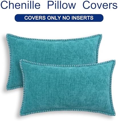 CaliTime Decorative Couch Throw Pillow Covers 20 X 12 Inches Lake Blue - Image 6