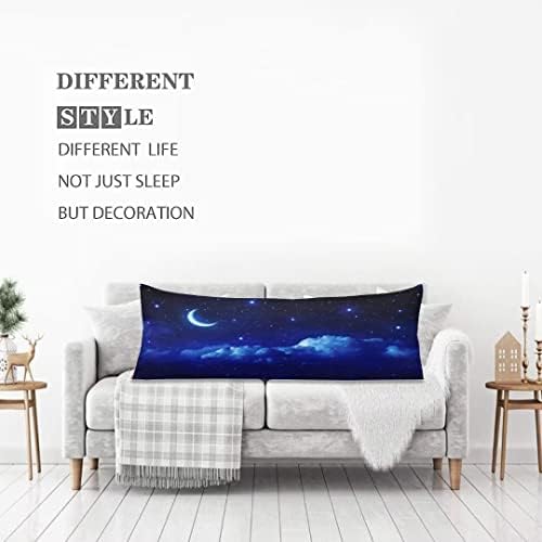 Blue Body Pillow Cover Dark Night Cloud Star Sky Moon Nebula Galaxy Stars - Image 2