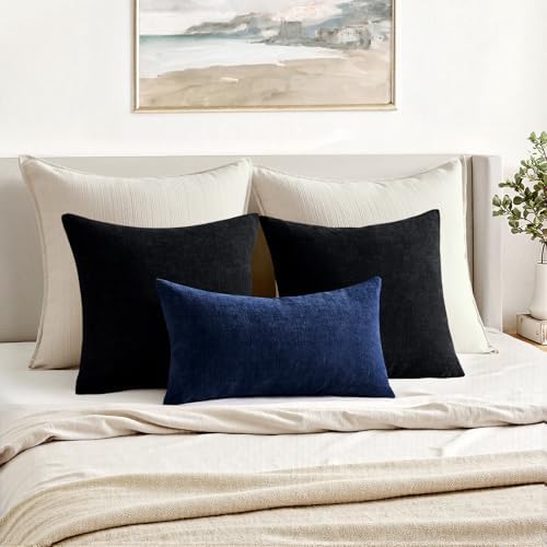 MIULEE Navy Chenille Couch Lumbar Throw Pillow Covers - Image 4