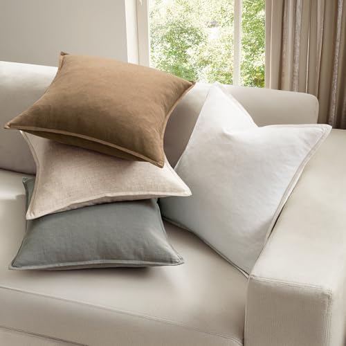 MIULEE Neutral Boho Linen Decorative Pillow Covers 16x16 Inch Pack of 4 - Image 2