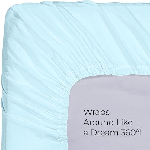 Queen Fitted Sheet, Ultra Soft Fits Up to 15 Inch Deep Pocket, Ice Blue - Image 6