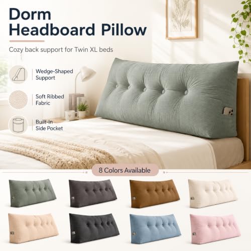 Dorm Headboard Pillow Twin XL Dorm Bed Wedge Cushion, Bed Backrest Bolster - Image 2