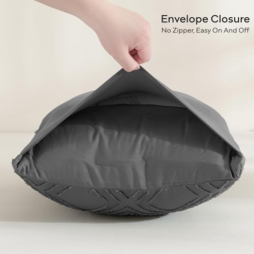 JELLYMONI Grey Grid Tufted Pillowcases Standard Size - Image 3