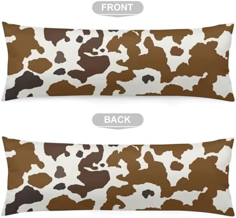 Cow Print Body Pillow Cover Western Cow Cowhide Skin Pattern Brown and Black - Image 5