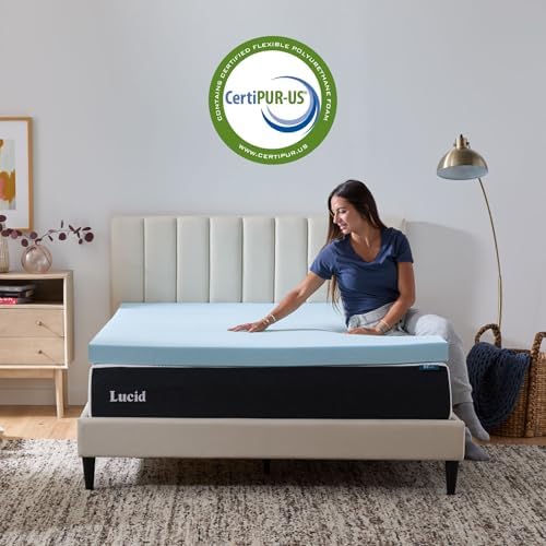 Lucid 3 Inch Memory Foam Mattress Topper, Twin Size – Cooling Gel Bed Topper – - Image 4