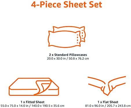 Amazon Basics 4 Piece Bed Sheet Set, 100% Cotton Jersey, Includes Super Soft - Image 6