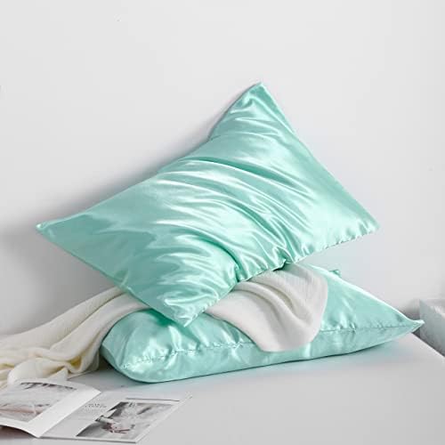 NTBAY King Satin Pillowcases, Light Blue - Image 3