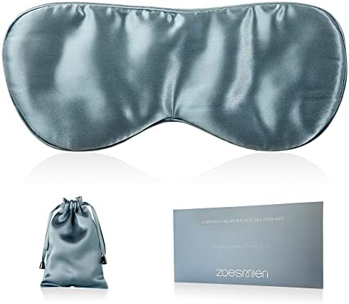 Sleep Mask 100% Mulberry Silk, Misty Blue by ZOESMIEN