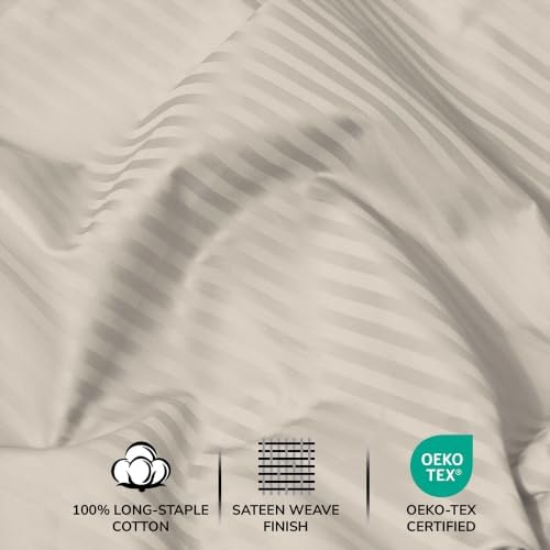 Feather & Stitch 100% Cotton Sateen 500 TC Cal King Size Bed Sheet Set - Image 5