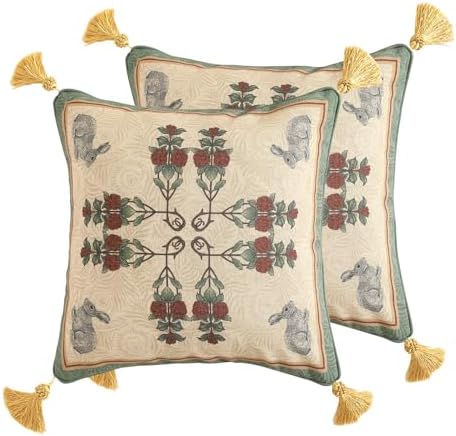 patdrea Designer Throw Pillow Covers Set of 2, French Elegant Green Linen by patdrea