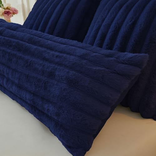 MEGO 20x54 Body Pillow Cover, Fluffy Ribbed Faux Rabbit Fur - Image 6