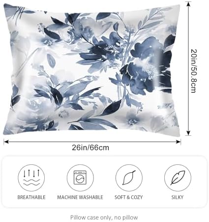 Satin Pillowcase for Hair and Skin, Florals Throw Pillow Cover 20"x26" Silk - Image 2