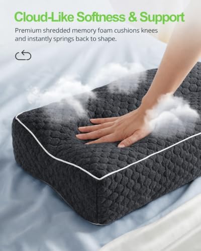 Knee Pillow for Side Sleepers, Memory Foam Leg Pillow, Dark Grey - Image 4