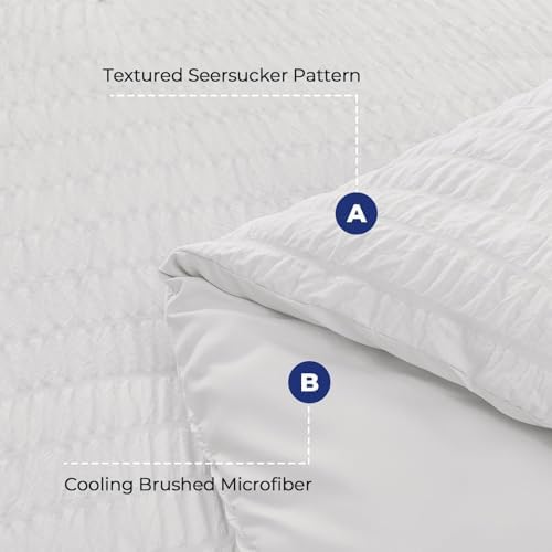 HYMOKEGE White Twin Comforter Set Seersucker 5 Pieces, All Season Luxury Bed in - Image 4