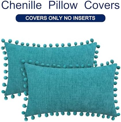CaliTime Decorative Couch Throw Pillow Covers 20 X 12 Inches Lake Blue - Image 6