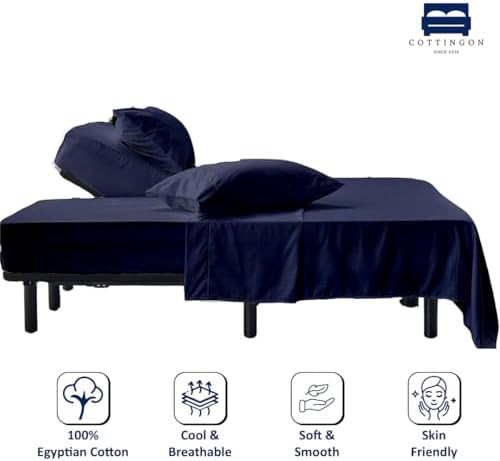 4 Piece Flex Head King Sheet Set 34" Top, 100% Egyptian Cotton - Image 2