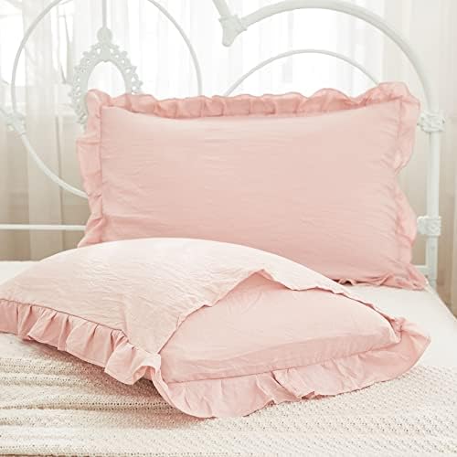 Merryword Pink Pillow Shams Standard Pillowcases 20x26inch Pink Ruffle Cute - Image 6